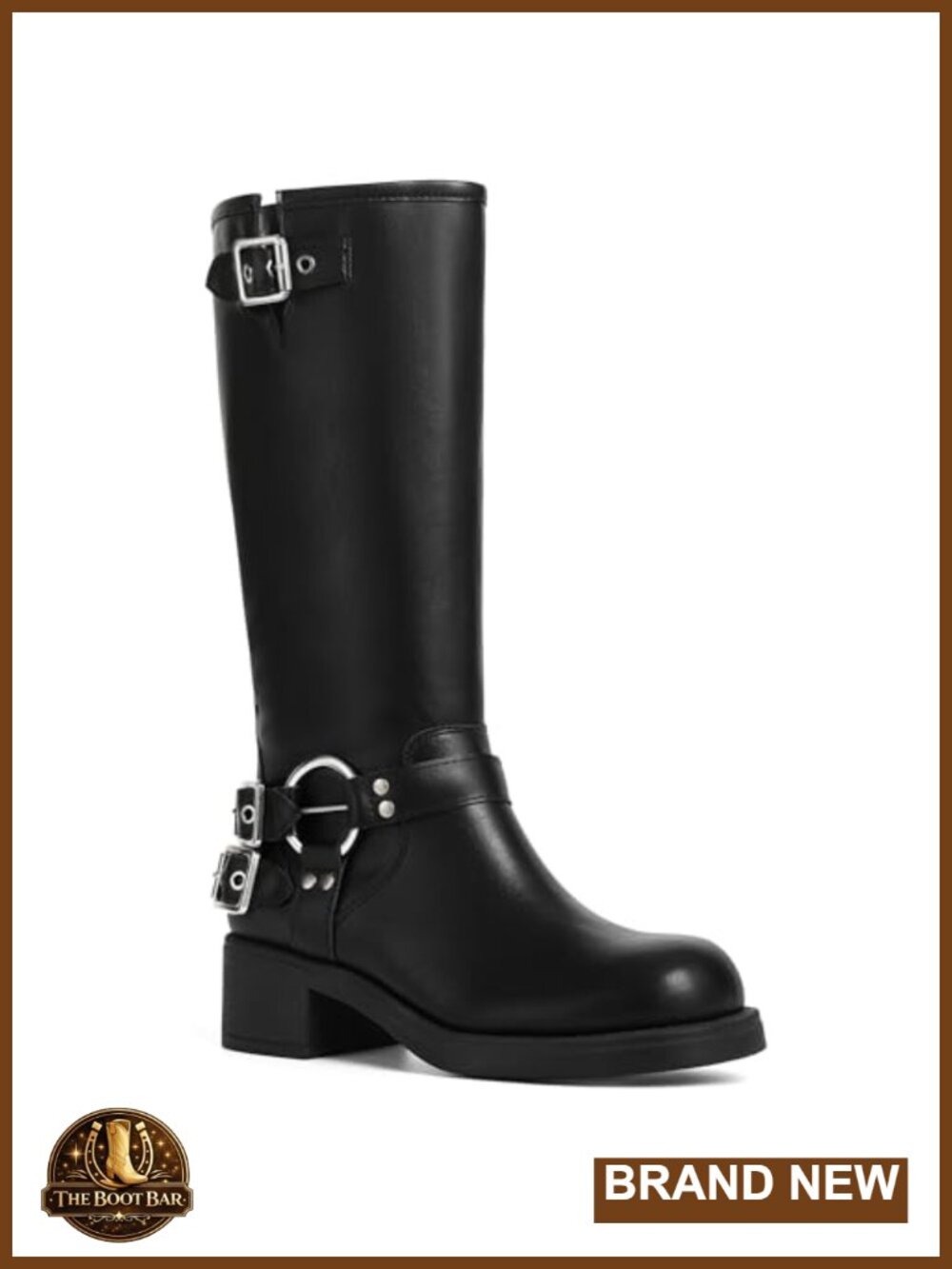 Knee High Combat Moto Boots Women Square Toe Chunky Block Heel Lace Up